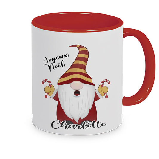 Mug Noël personnalisé prénom Gnome Rouge