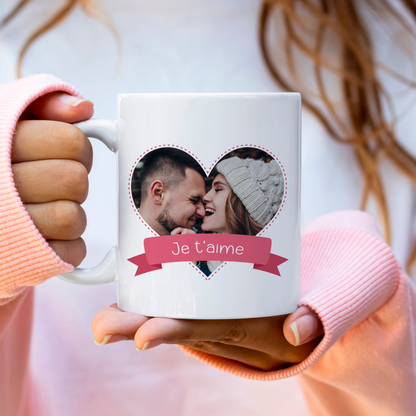 Mug Saint-Valentin personnalisé photo en coeur
