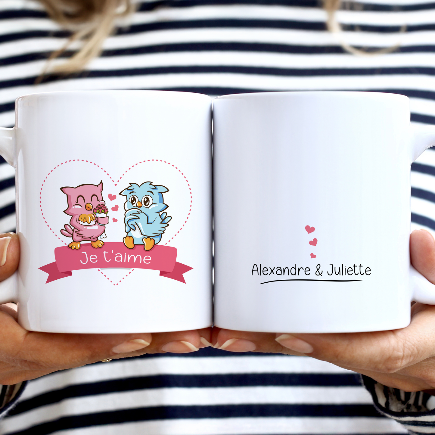 Mug personnalisé Saint-Valentin couple chouettes amoureux 