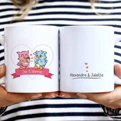 Mug personnalisé Saint-Valentin couple chouettes amoureux 