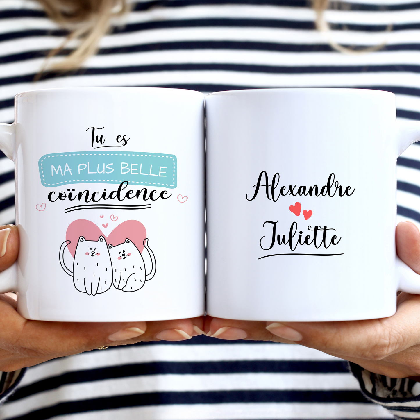 Mug personnalisé couple "Tu es ma plus belle coïncidence" - Idée cadeau pour couple amoureux 