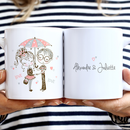 Mug personnalisé avec prénom et  couple amoureux - Idée cadeau Saint-Valentin