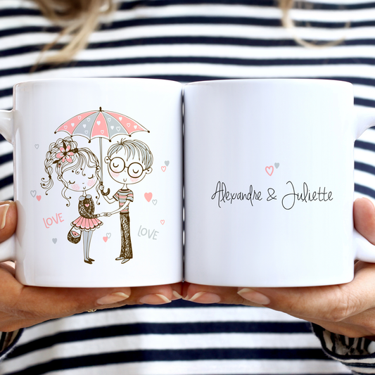 Mug personnalisé avec prénom et  couple amoureux - Idée cadeau Saint-Valentin
