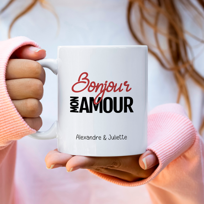 Mug Saint-Valentin personnalisé Bonjour mon amour