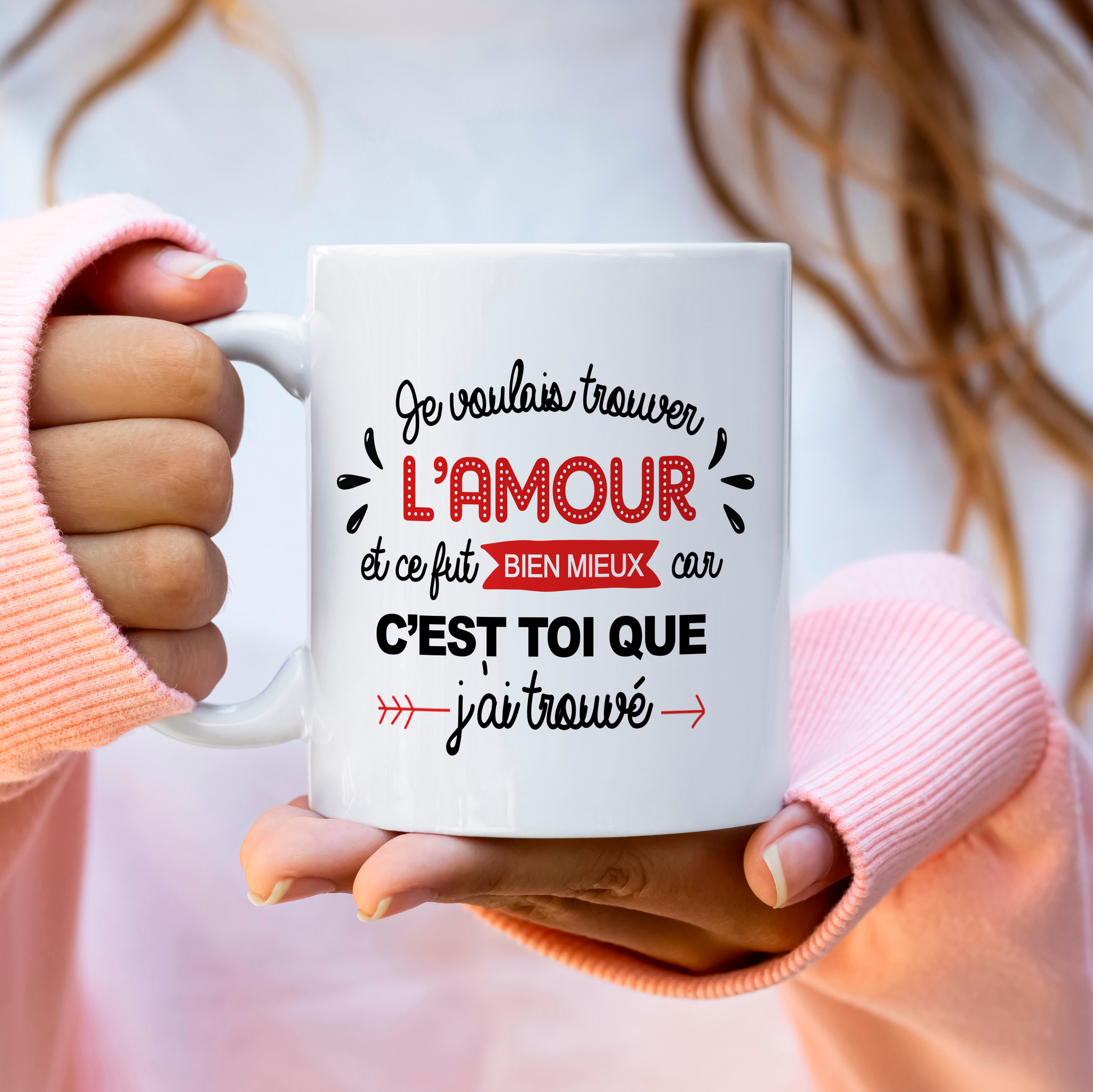 Mug personnalisé Saint-Valentin je voulais trouver l'amour avec prénoms