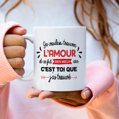 Mug personnalisé Saint-Valentin je voulais trouver l'amour avec prénoms
