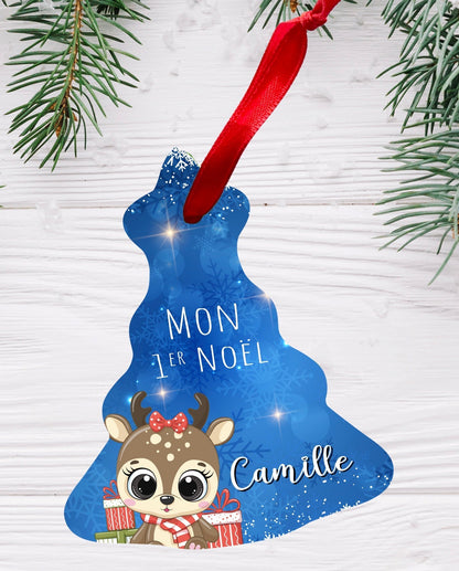 Ornement sapin Noël personnalisé prénom "Mon 1er Noël"