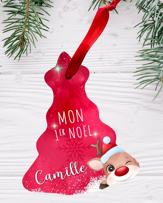 Ornement de Noël en forme de sapin de Noël personnalisable prénom mon premier Noël