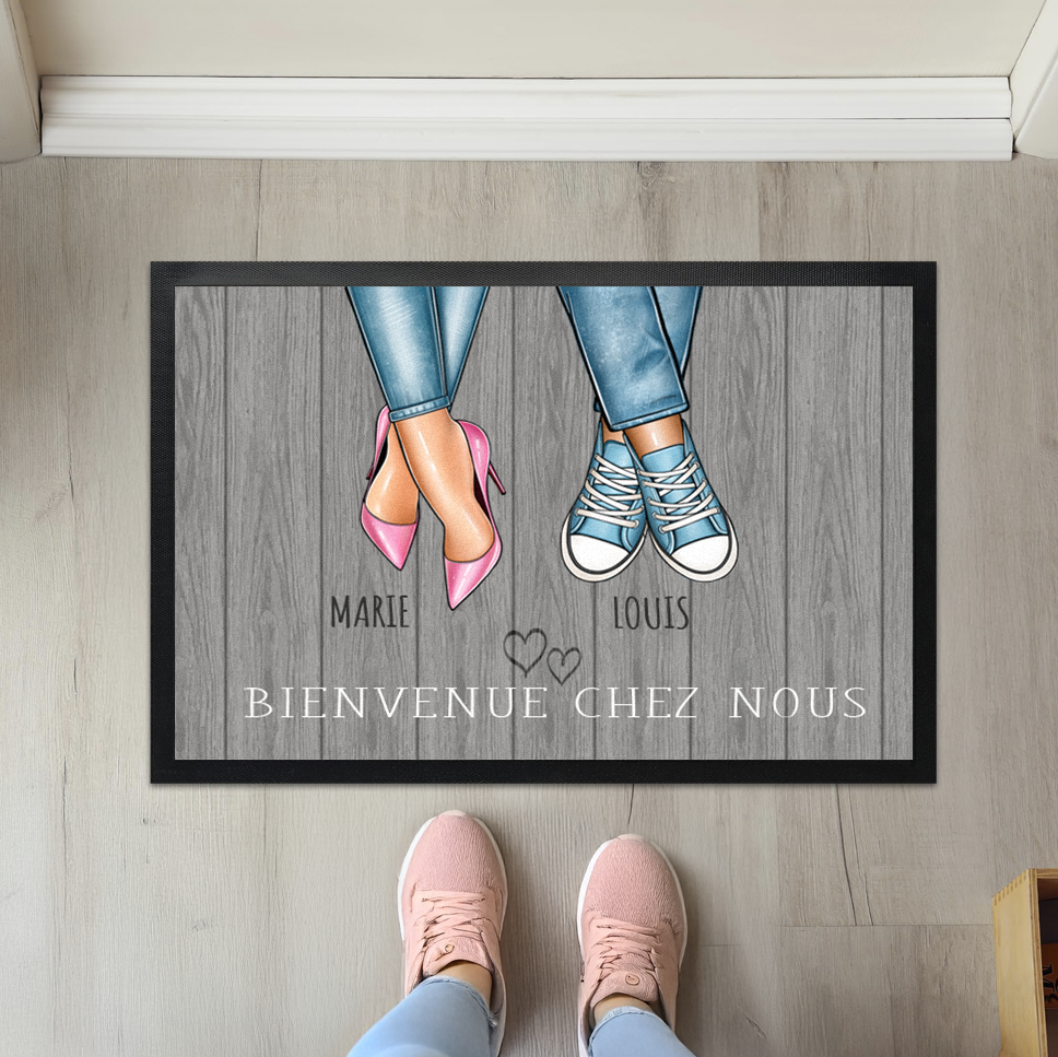paillasson famille personnalisable avec prénom et baskets