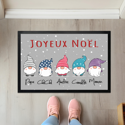 Paillasson personnalisé prénom Gnomes de Noël
