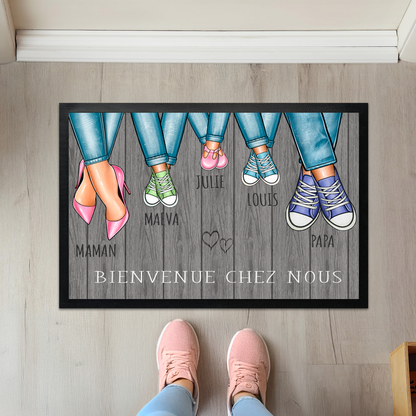 paillasson personnalisable famille chaussures et prénoms