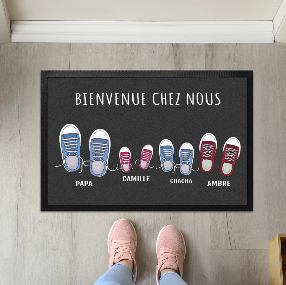 Paillasson personnalisé famille chaussures et prénom