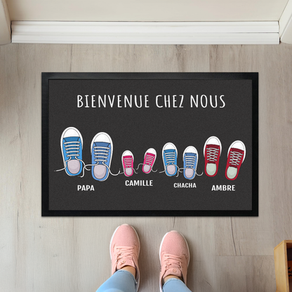 Paillasson personnalisé famille chaussures et prénom