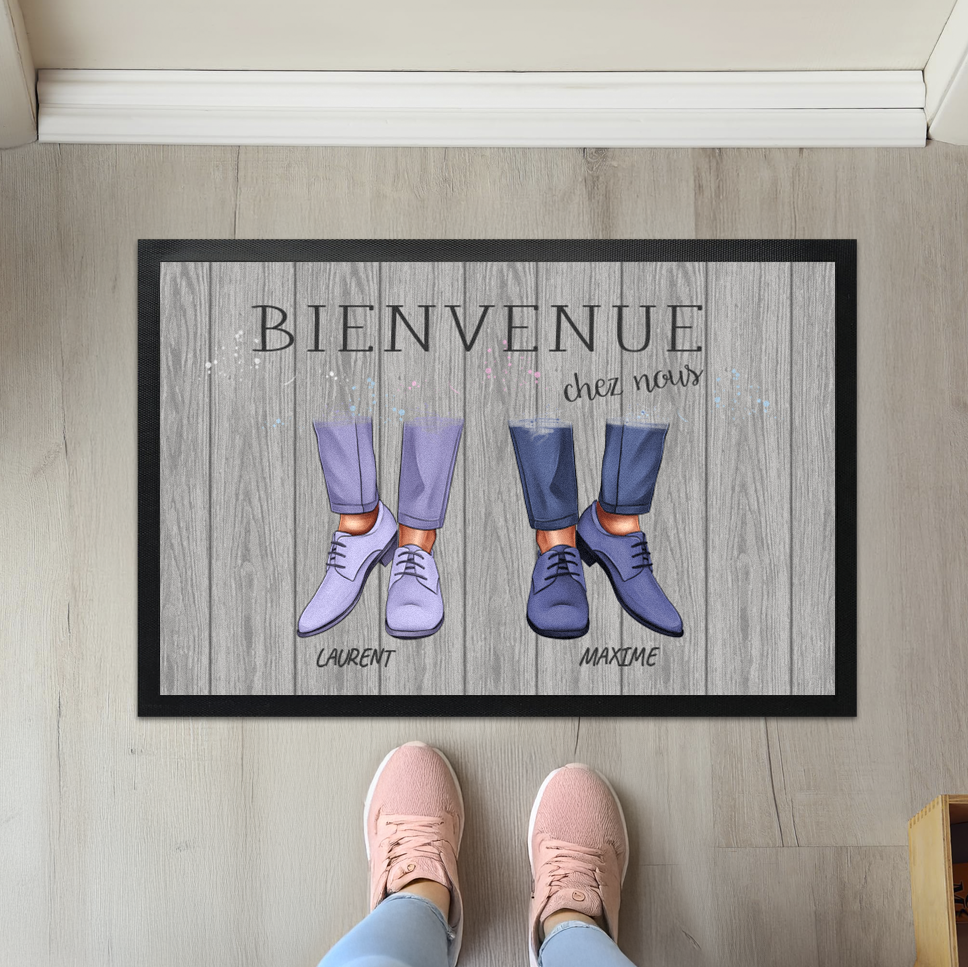 Paillasson famille personnalisable avec chaussures et prénom 