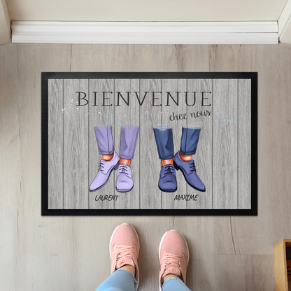 Paillasson famille personnalisable avec chaussures et prénom 
