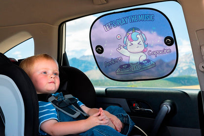 Pare-soleil voiture personnalisable avec motif DJ licorne et prénom de votre choix