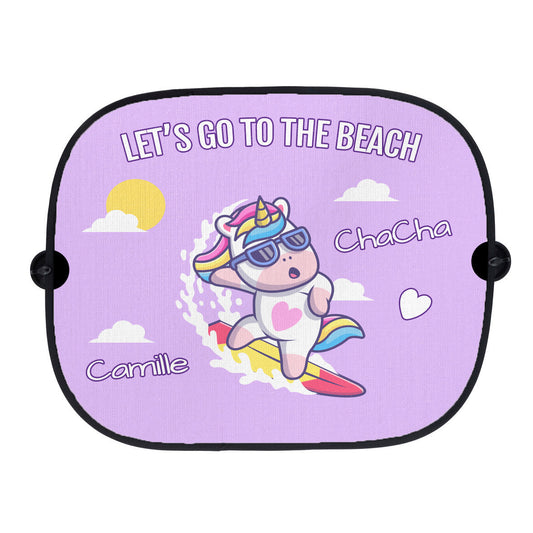 Pare-soleil voiture personnalisé licorne avec le prénom de votre choix.