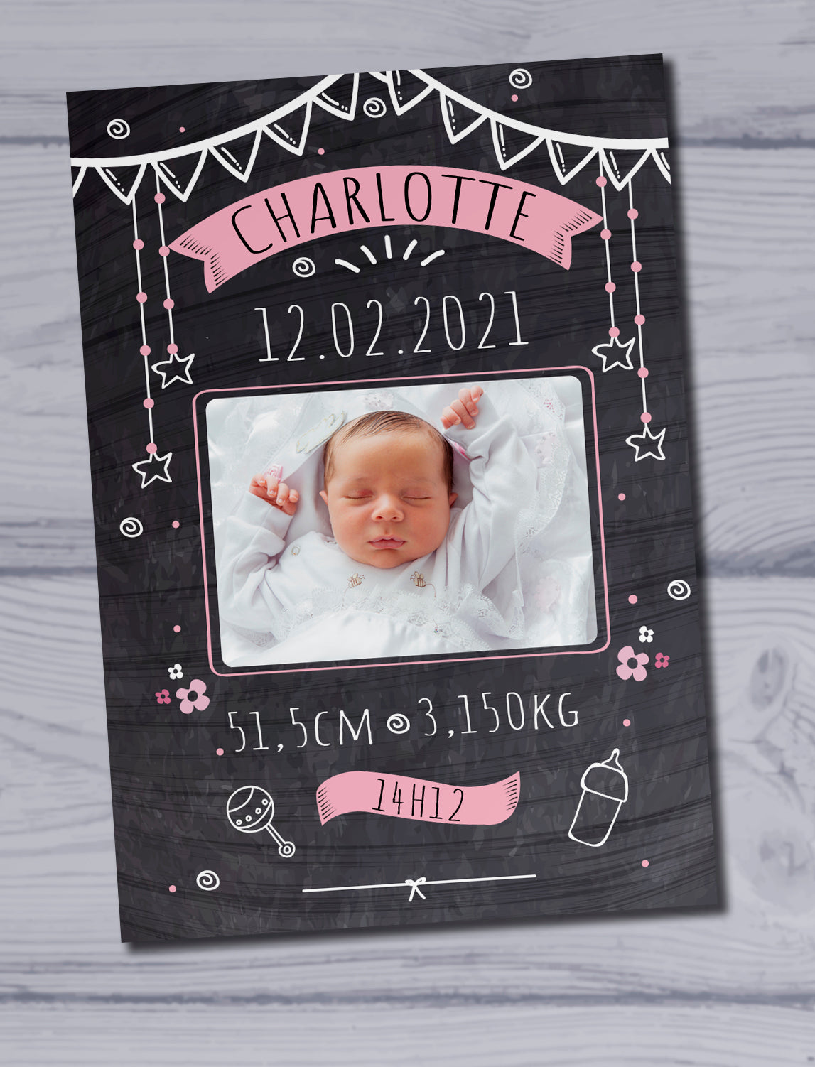 Plaque cadeau naissance personnalisée avec photo