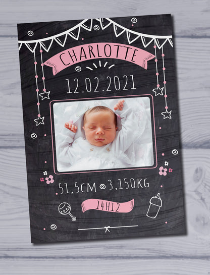 Plaque cadeau naissance personnalisée avec photo