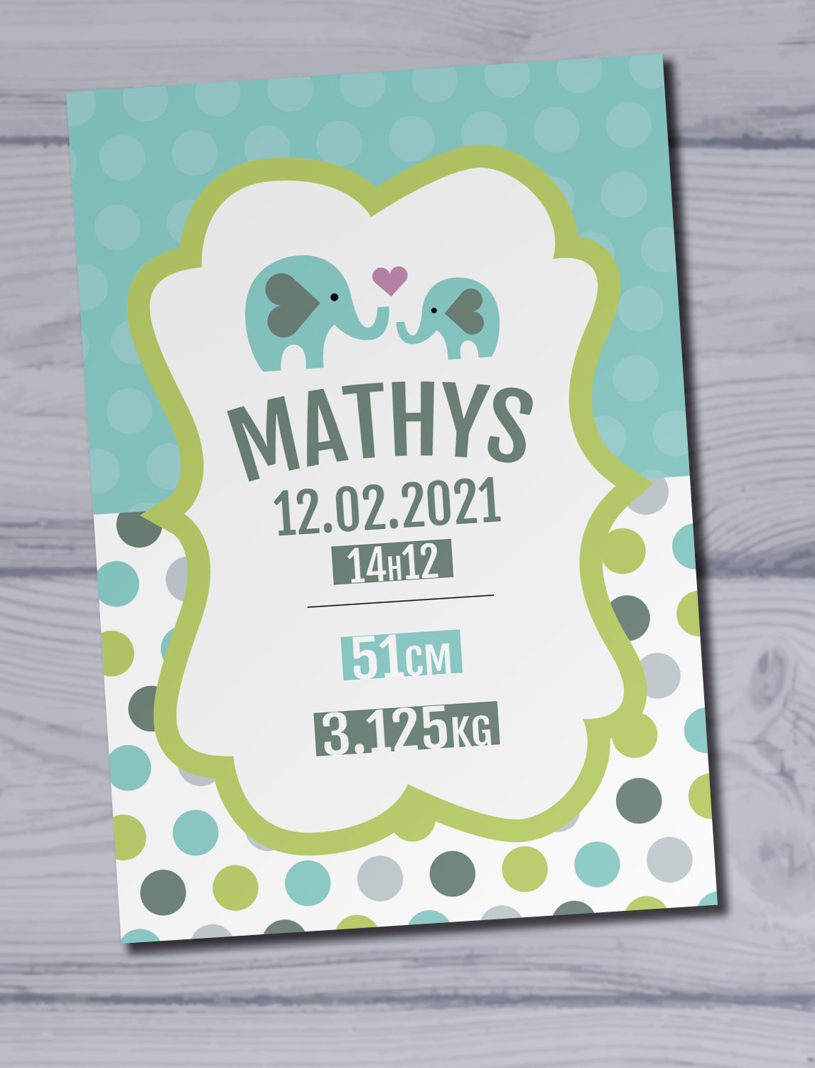 cadeau de naissance plaque personnalisée naissance bébé éléphant 