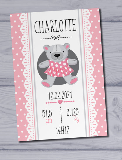 Cadeau naissance bébé personnalisé - Plaque aluminium naissance bébé personnalisée 