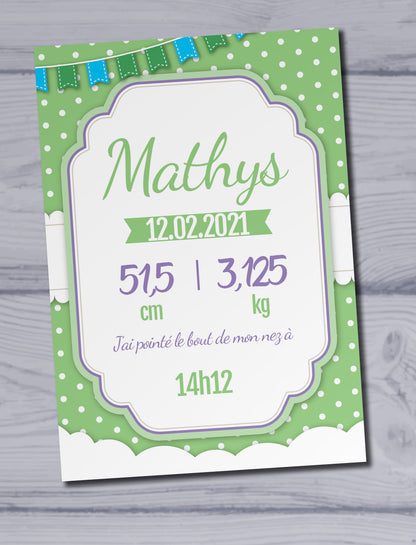 plaque naissance personnalisée - cadeau naissance personnalisable 