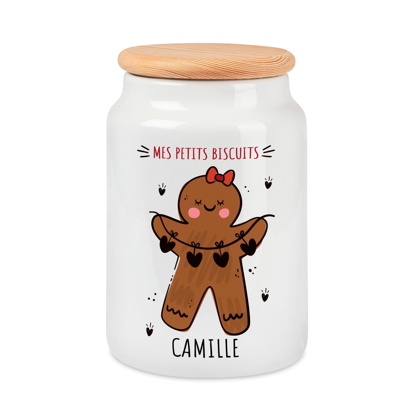 Pot à biscuits personnalisable prénom bonhomme en pain d'épices 
