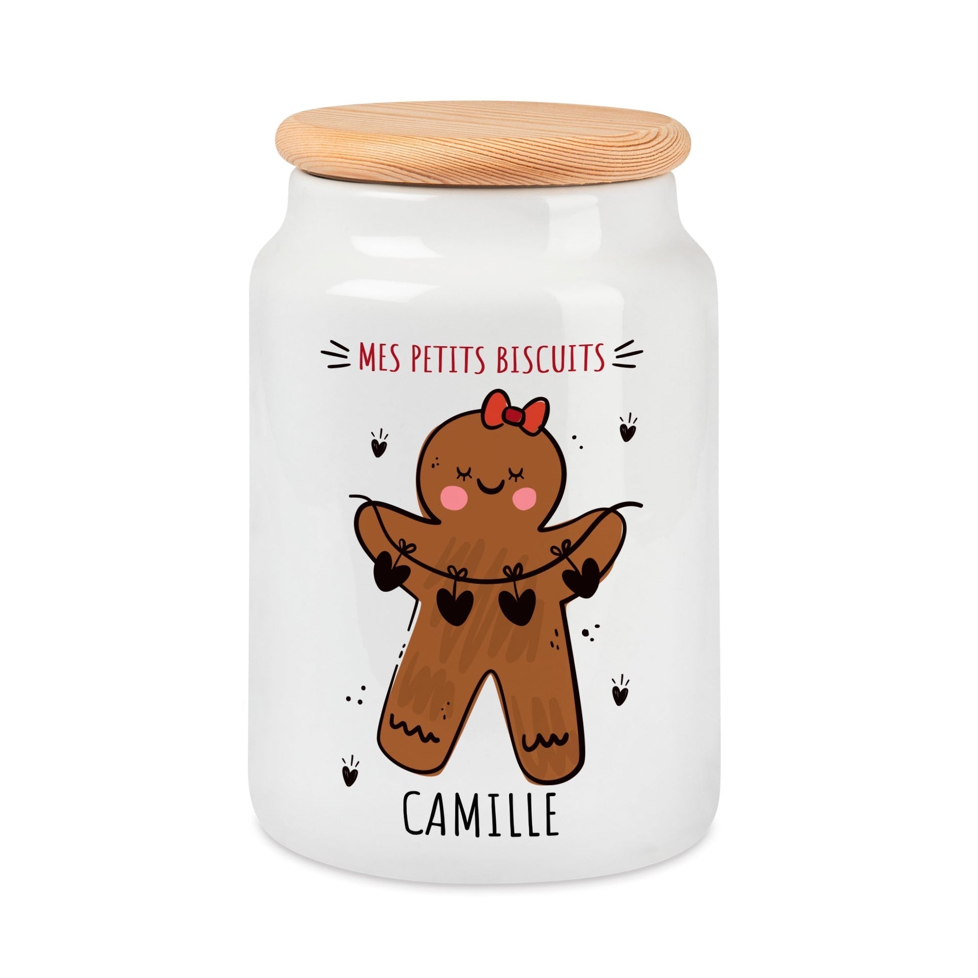Pot à biscuits personnalisable prénom bonhomme en pain d'épices 