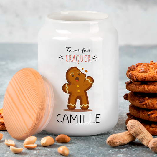 Pot à cookies personnalisé "tu me fais craquer"