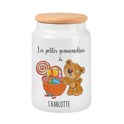 Pot à bonbons personnalisable prénom avec motif ourson