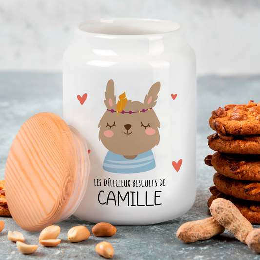Pot à cookies personnalisé lapin avec prénom