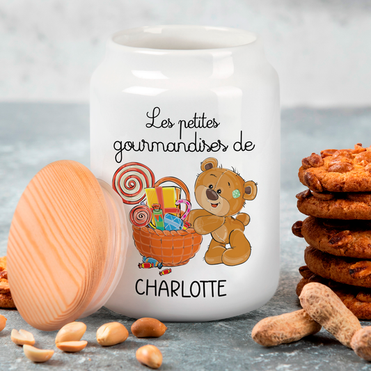 Pot à cookies personnalisé ourson avec prénom