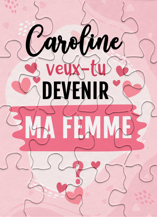 Puzzle demande en mariage rose