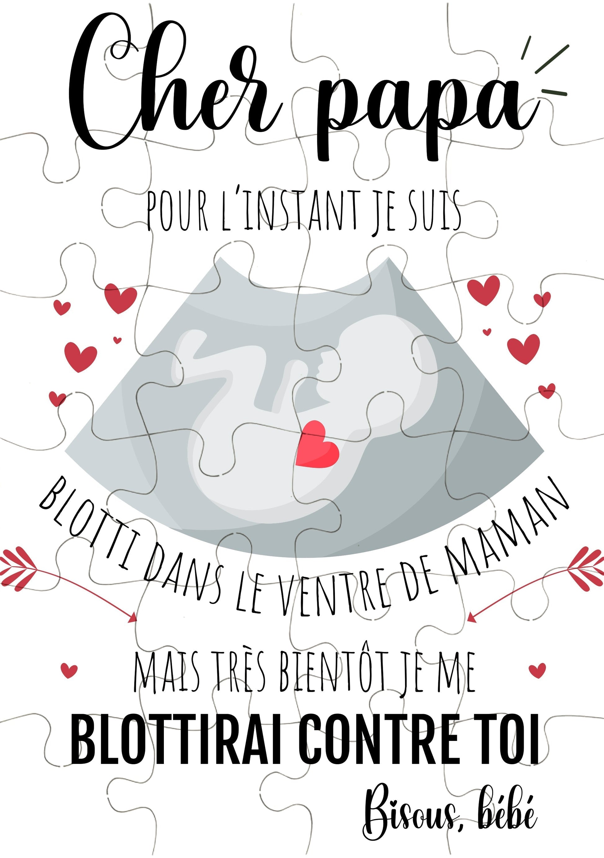 Puzzle échographie annonce grossesse futur papa 