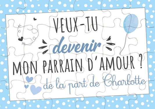 Puzzle personnalisé annonce parrain - Idée cadeau naissance bébé futur parrain