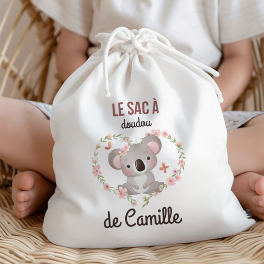 Sac à doudou personnalisé Koala avec prénom - Idéal pour la crèche ou la maternelle