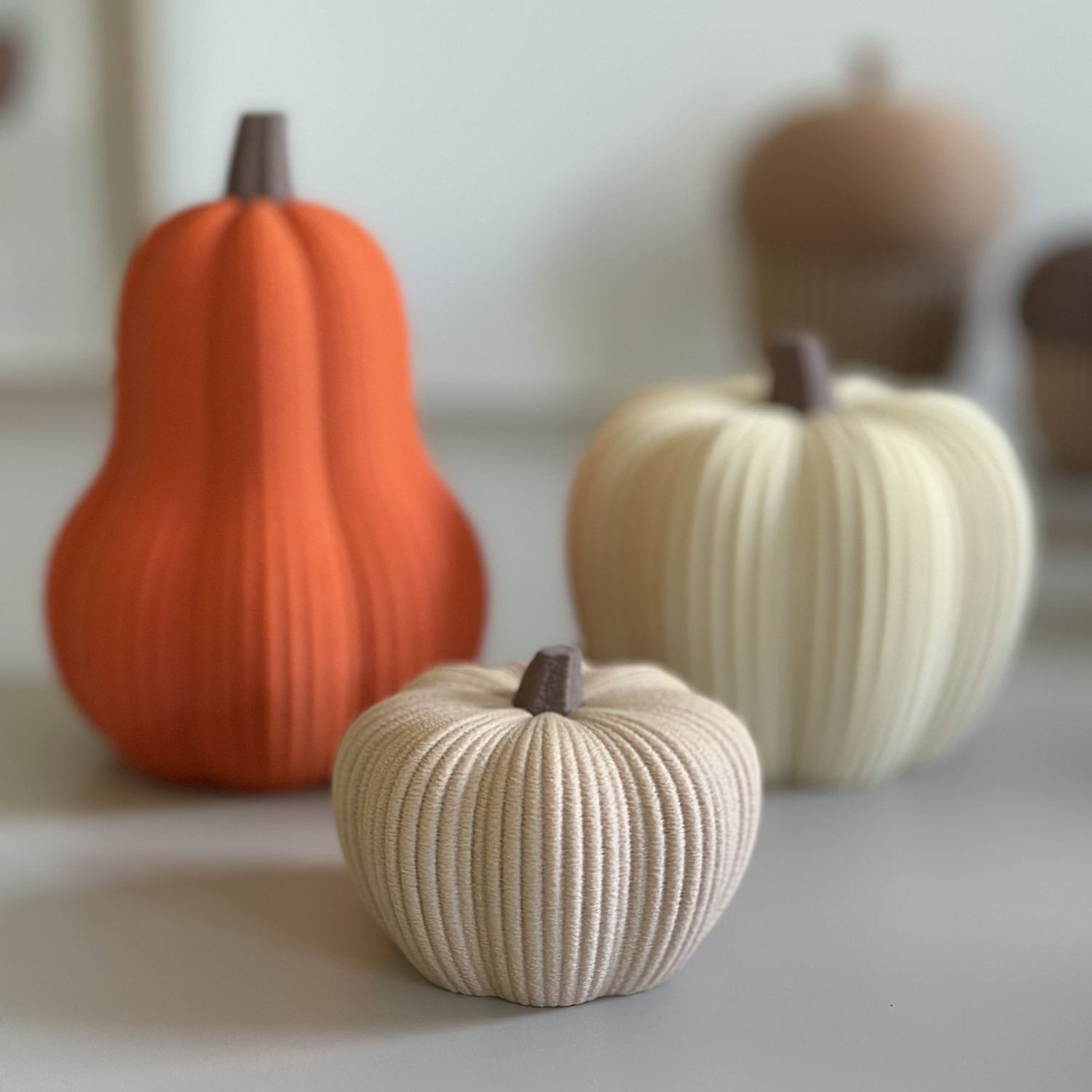 Trio de courges et citrouilles décoratives Chaleur d’Automne