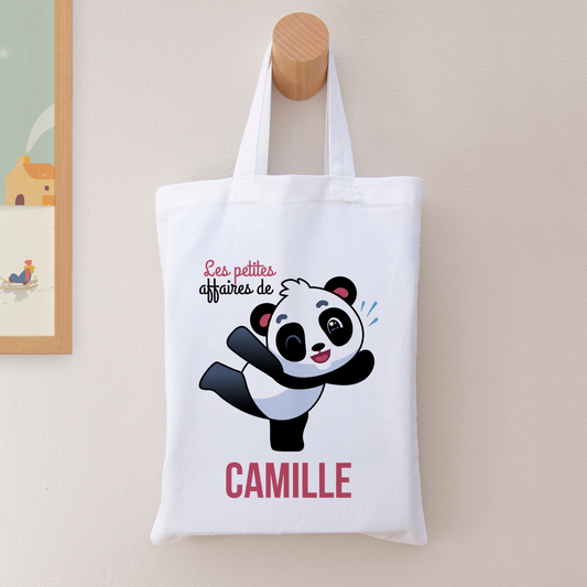 Tote bag personnalisé pour enfant - Panda avec prénom