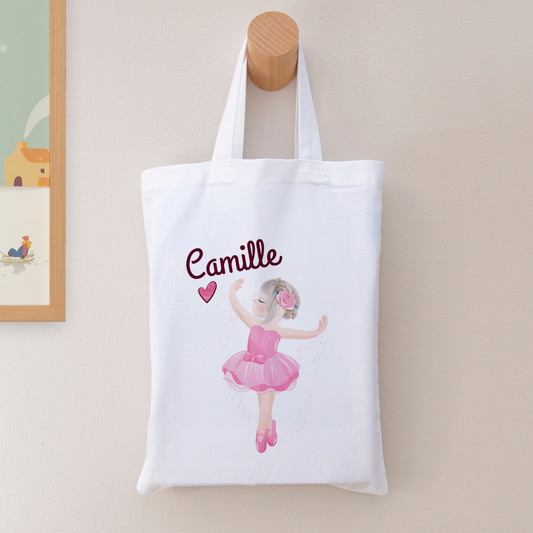 Tote bag personnalisé pour enfant - Ballerine avec prénom
