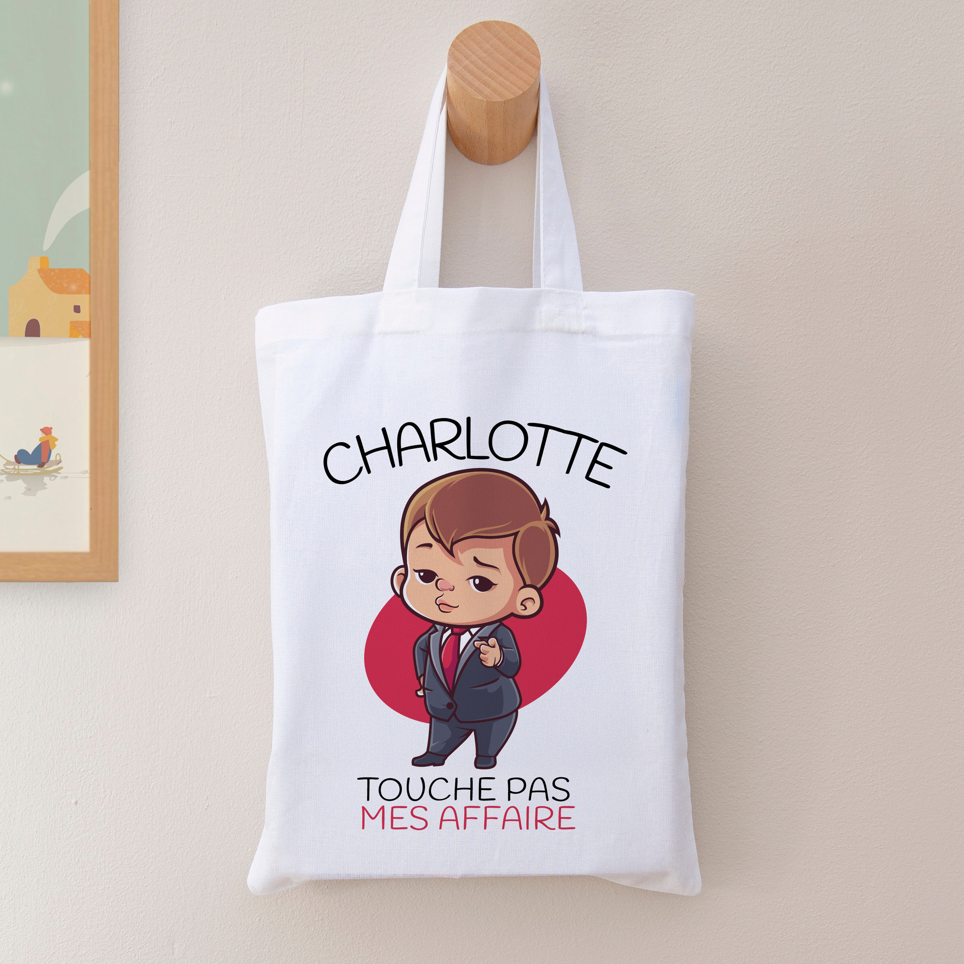 Tote bag personnalisé pour enfant "Touche pas mes affaires" avec prénom