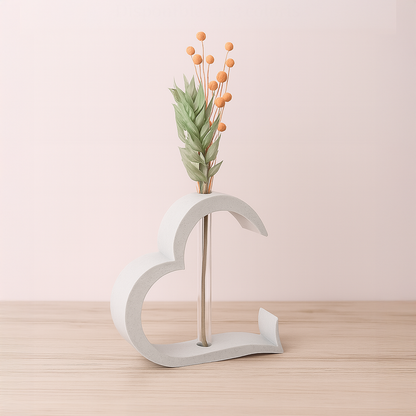 Vase Émeline en forme de cœur, imprimé en 3D, avec tube plastique, sans fleurs
