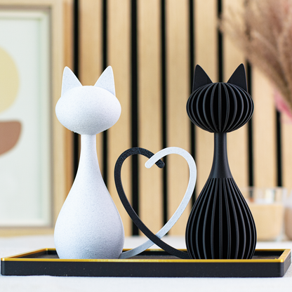 Duo de Chats "Cœur Entrelacé" - Édition Premium