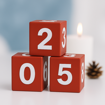 Décompte de Noël personnalisé avec cubes et plaque gravée