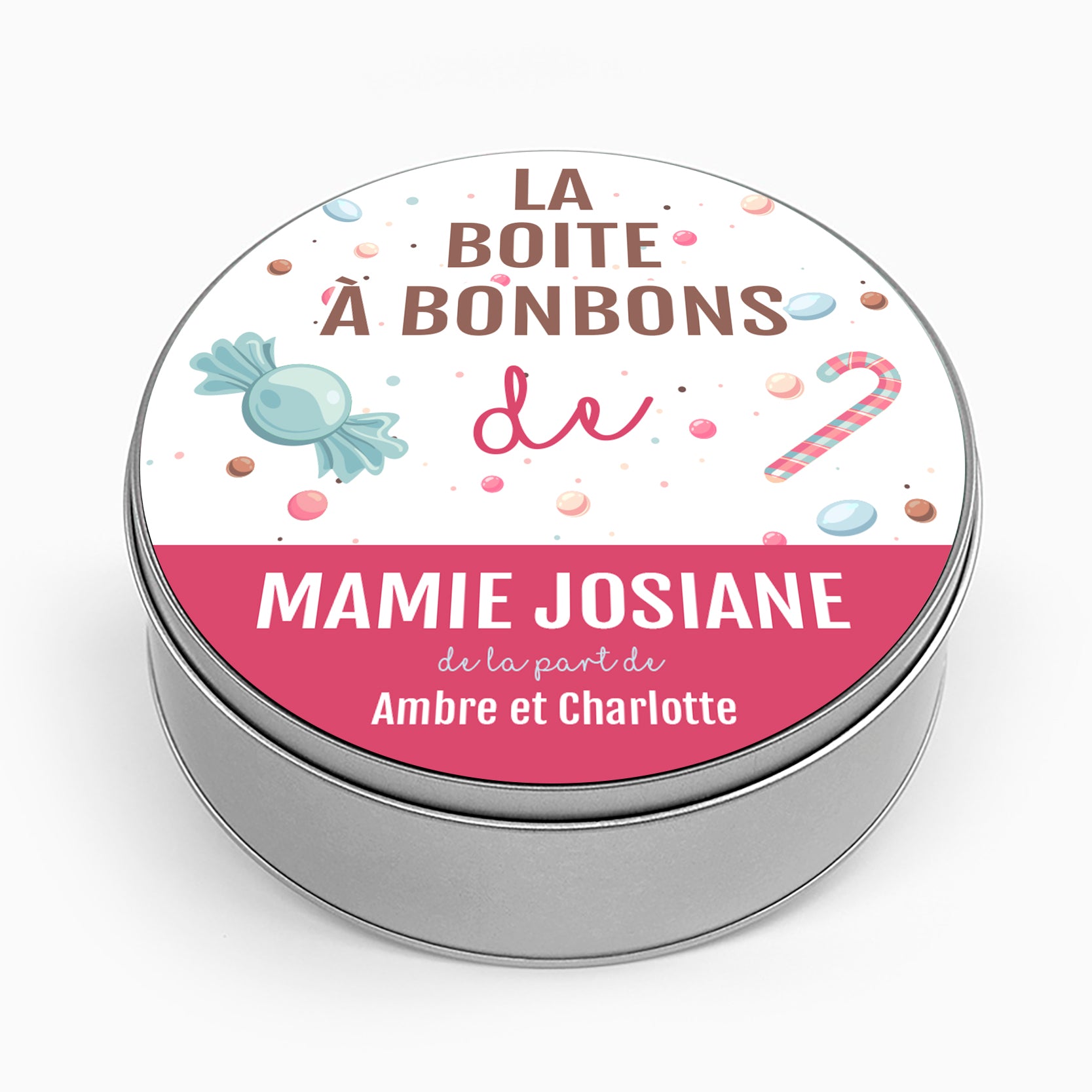 Boite à bonbons personnalisable en métal cadeau fête des grands-mères