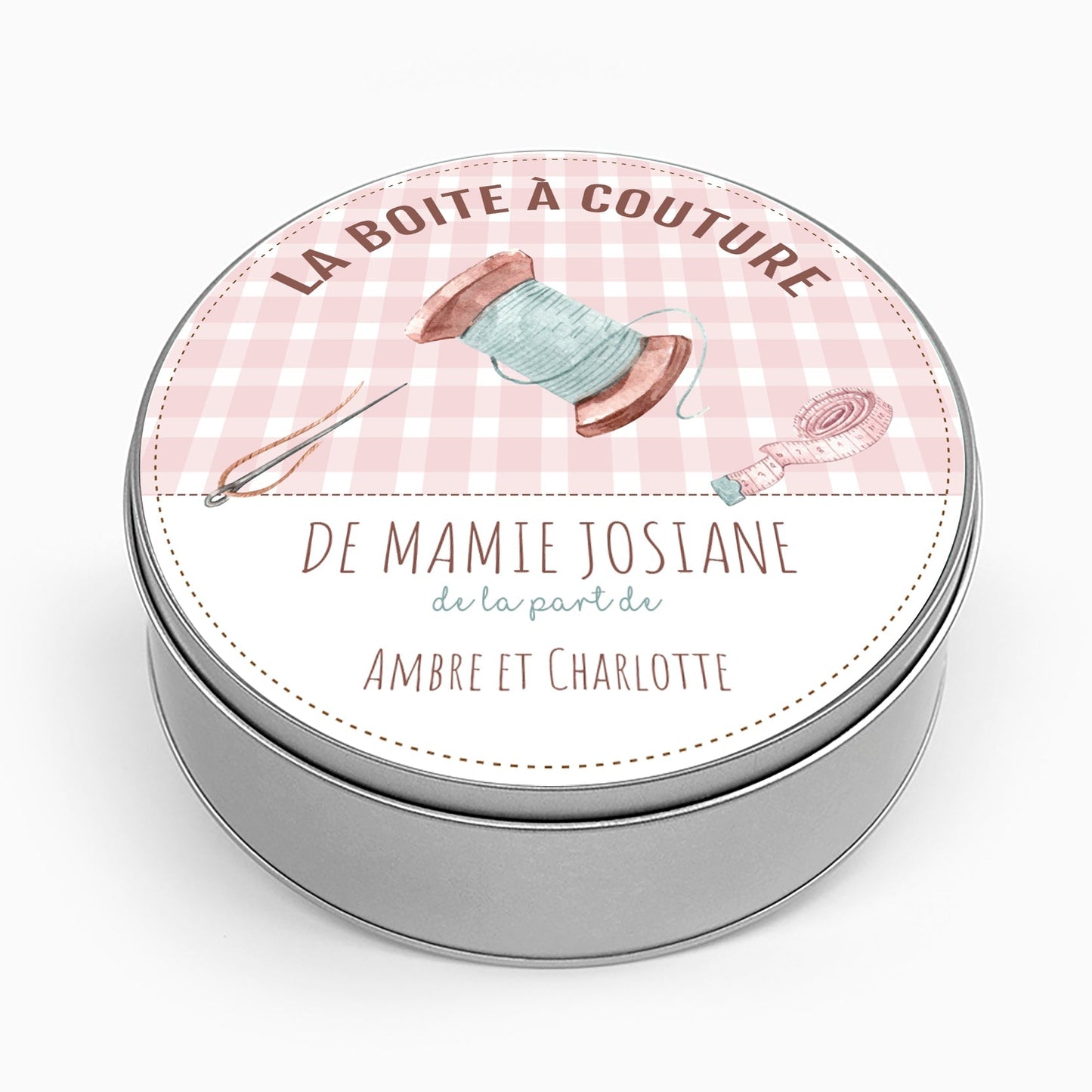 Boite à couture de mamie en métal personnalisable cadeau grand-mère