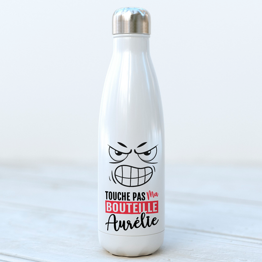 Bouteille isotherme 500ml personnalisée avec prénom : touche pas ma bouteille