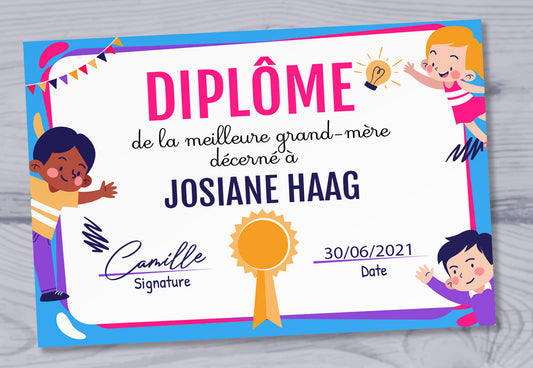 Diplôme de la meilleure grand-mère