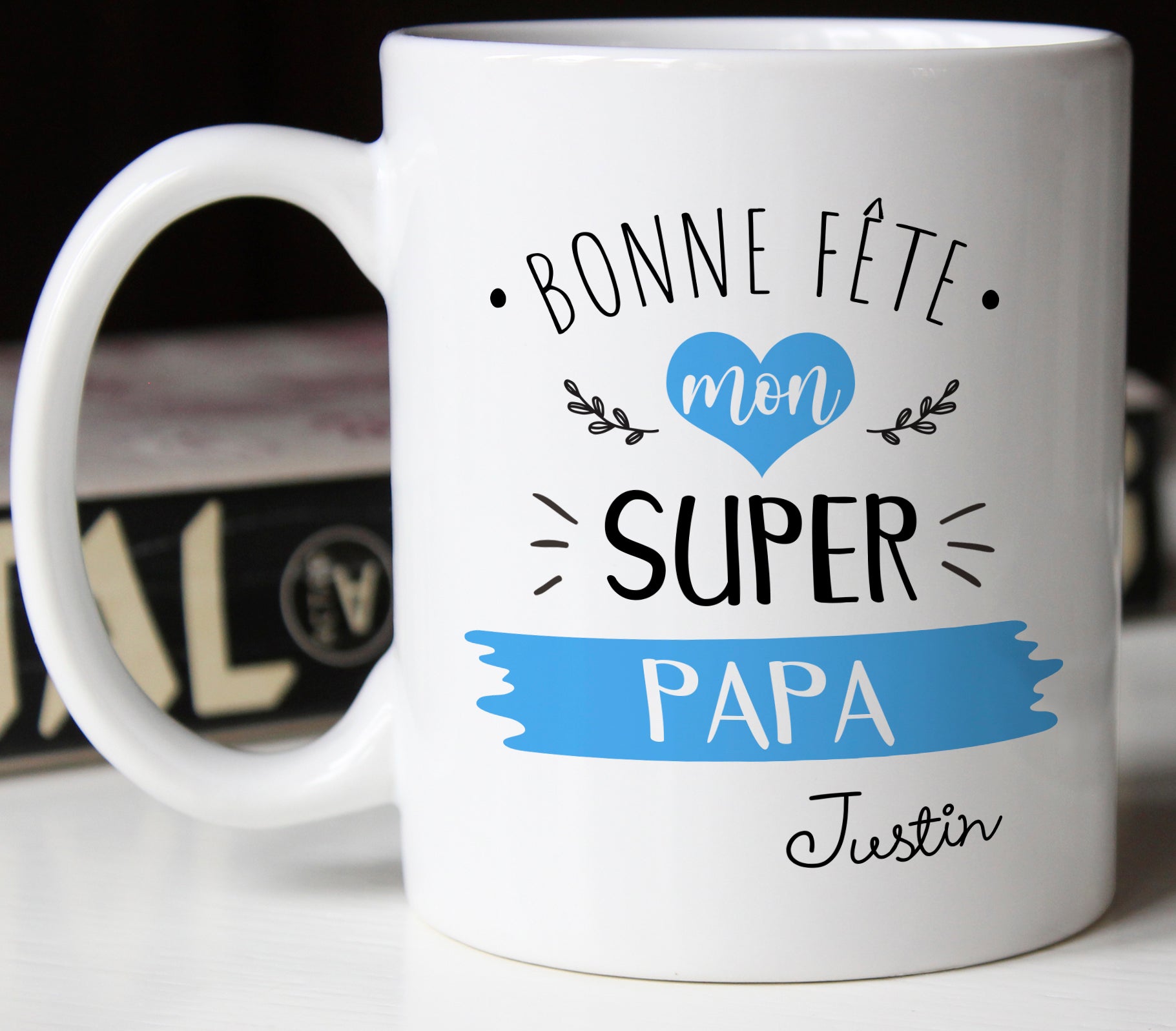 Mug cadeau fête des pères personnalisé bonne fête papa personnalisable avec le prénom de votre choix