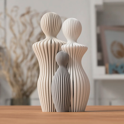 Statue Famille Complète – Couple avec 1 à 4 Enfants – Sculpture Minimaliste Personnalisable