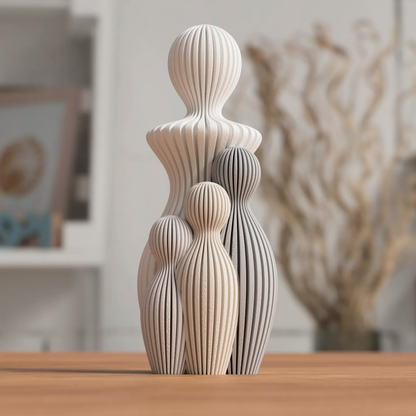 Statue Famille Complète – Couple avec 1 à 4 Enfants – Sculpture Minimaliste Personnalisable